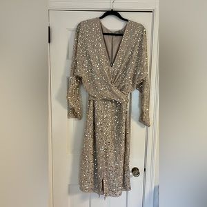 ASOS sequin midi back tie dress